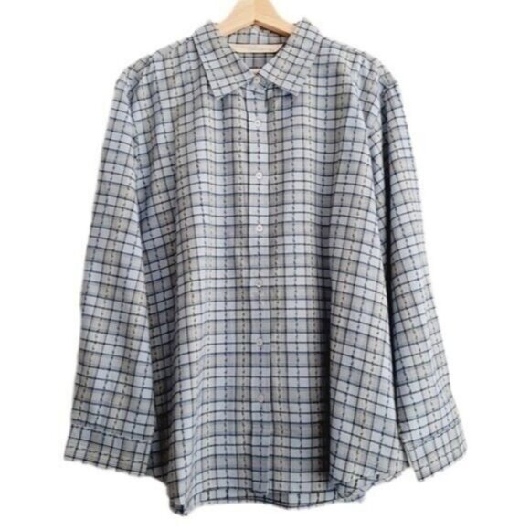 PENMANS Button Down Plaid Check Shirt Blue PLUS Sz 3X - Picture 1 of 10